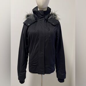 Bench Women's Black Jacket with Faux Fur Hood